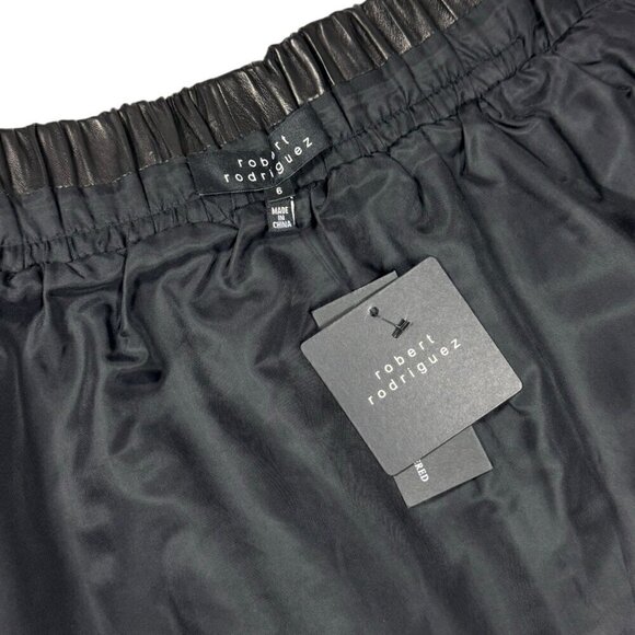 NWT Black Lambskin Leather Mini Skirt Sz.6 Side Zip Robert Rodriguez 90s Y2K - Picture 6 of 13
